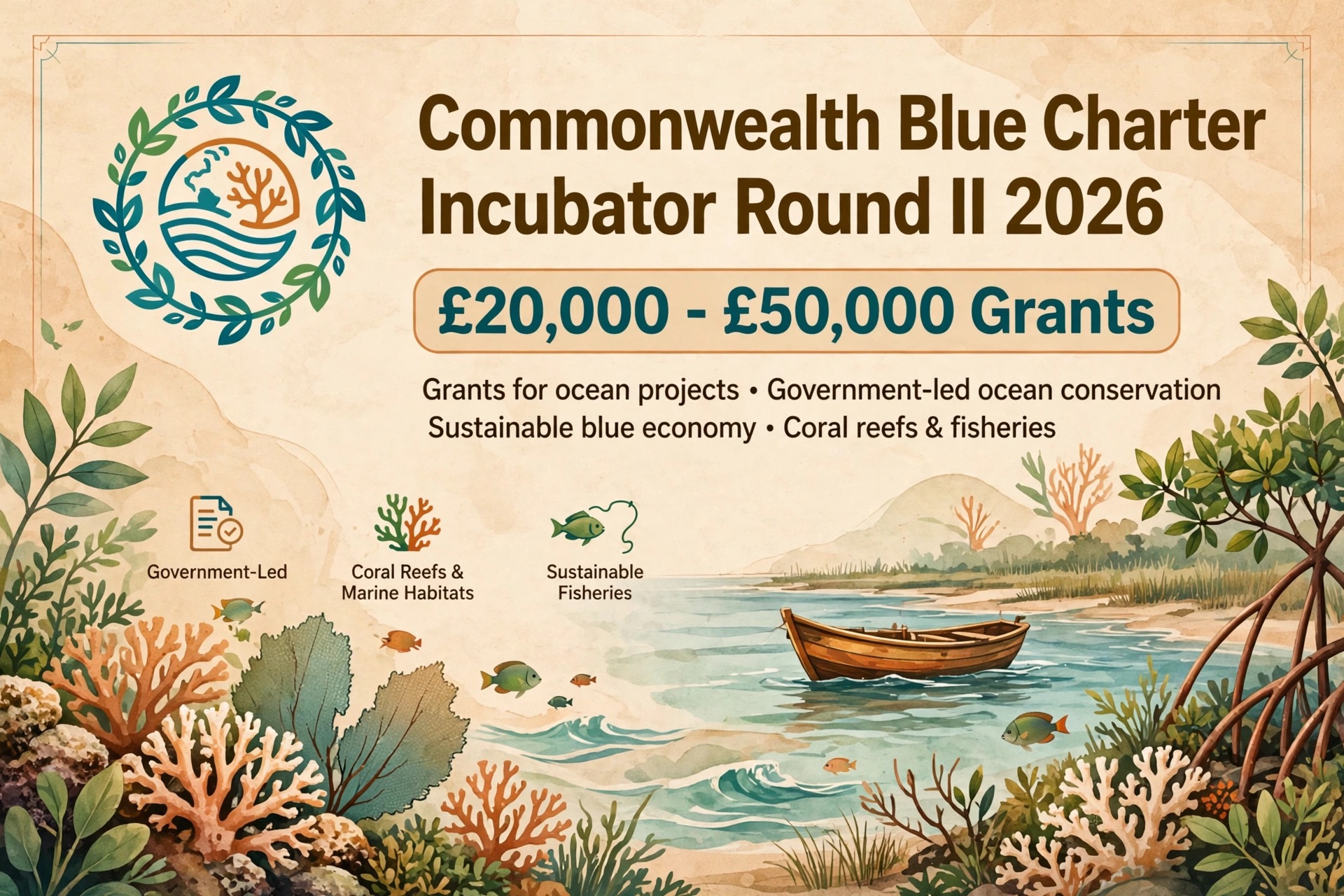 Commonwealth Blue Charter Incubator Round II 2026: £50,000 Grants for Ocean Projects